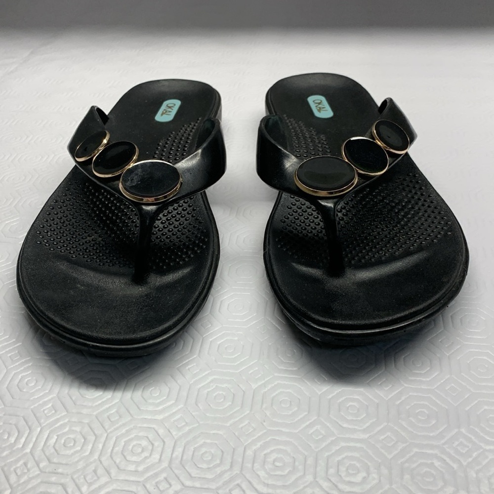 Oka-B Flip Flop Thong Sandals Black Size Large - Picture 8 of 10